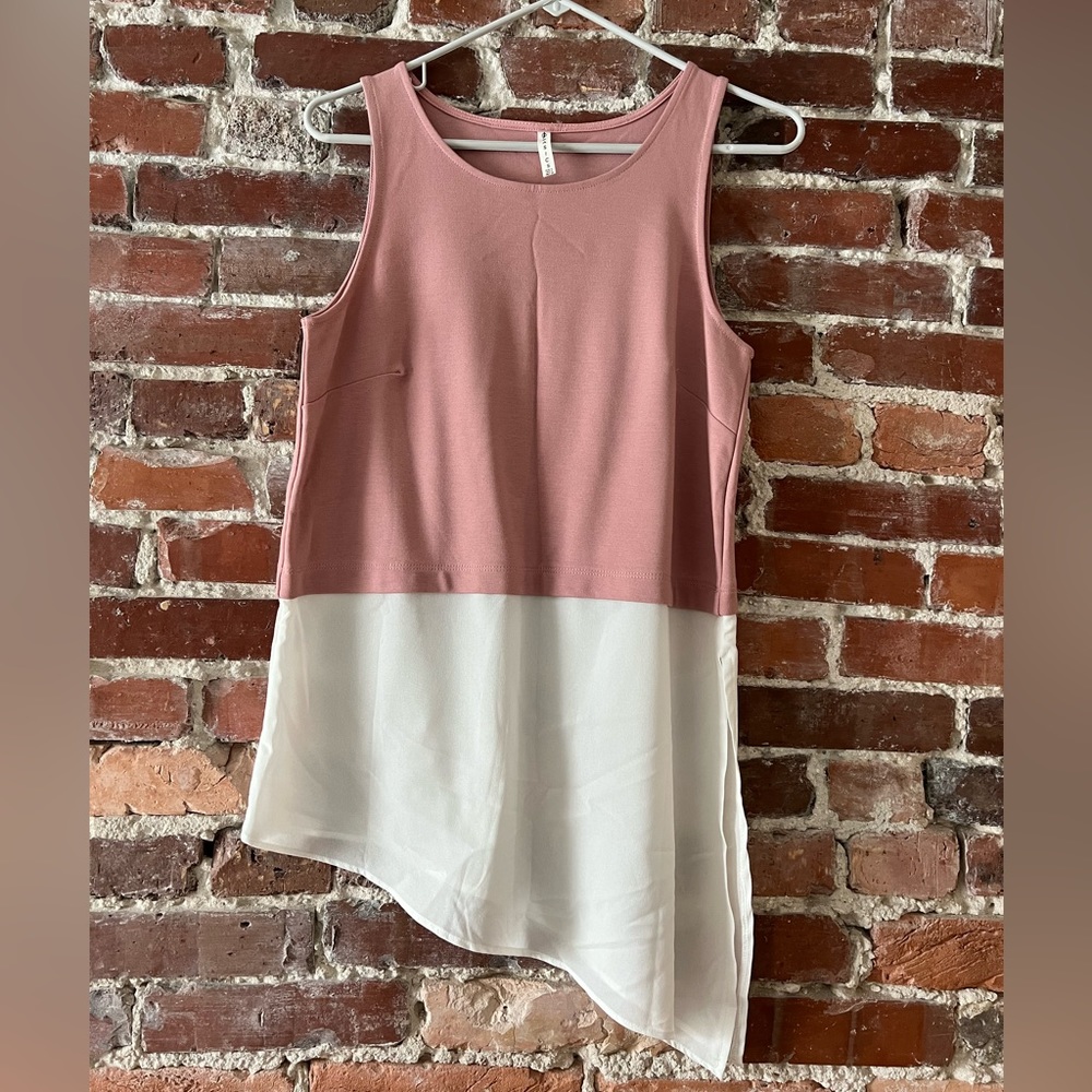 Sleeveless Pink and White Asymmetrical Top